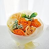 BIOフレグランスソープフラワー ＜＜アウトレット規格外セール＞＞ ローズブーケ オレンジ3個セット ローズ7輪 新品 クリアバック お祝い 記念日 お見舞い 父の日 母の日 (ﾐﾆﾛｰｽﾞｵﾚﾝｼﾞ