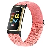 Runostrich コンパチブル Fitbit Charge 5 ナイロン弾性スポーツバンド交換用ストレッチバンド ストラップ