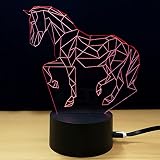 テーブルランプ3Dの創造性光る馬LED夜光ベッドルームのベッドサイドランプホリデーギフト,Red