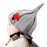 子供用 イチゴ  ニット キャップ キッズ ベビー とんがり 暖かい  秋 冬 帽子 5色選べる (グレイ)