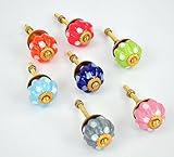 set of 6 pumpkin colorful yellow/ green/red/blue/pink ceramic cupboard door cabinet knobs drawer pul