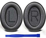 SoloWIT イヤーパッド イヤークッション Bose QuietComfort 35 & 35ii (QC35 & QC35ii) 用 ヘッドホン パッド 柔軟性良い シープスキン ノイズアイソレーション 厚手 交換パッド (明るいブラック)