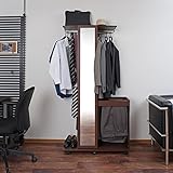 ミラー付きハンガーラック＆スラックスハンガーワゴン　(ダークブラウン)