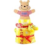 おむつケーキ 2段 プーさん くまのプーさん ディズニー 出産祝い ベビーギフト タオル ソックス パペット ラトル pooh16_17_18
