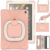 360度回転 Fire HD 10 /Fire HD 10 Plus 2021年発売 第11世代ケース 縦置き 横置き 頑丈 耐衝撃 肩掛け Fire HD 10 プラス 10.1インチタブレット保護ケース PC シリコン 持ち手付き キッズ ショルダーベルト付き (オレンジ)