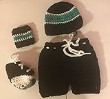 6 – 12月Infant Hockeyおむつカバーwithビーニー帽子Skatesレッグウォーマーフルセットブラックティールホワイト