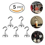 金属マグネットフック、bagvhandbagro 5パック40lb強力なネオジム頑丈マグネットフック、for掛け帽子、キー、タオル、服、台所用品、工業製品