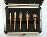 UNHO カウンターシンク 面取り 5本セット 1/4 3/8 1/2 5/8 3/4 5刃数 82度 チタンコーティング ケース付き