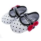 Elee Baby Girls Dot Soft Sole Crib Mary Jane Shoes Floral Oxford Flats Prewalker with Bow (7-12 Mont