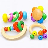EITC Newborn Baby Rattles木製幼児形状手ベルフラワーシェイプリング赤ちゃん楽器早期教育ミュージカルおもちゃ