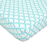 TL Care 100% Cotton Percale Fitted Crib Sheet, Aqua Sea Wave by TL Care [並行輸入品]