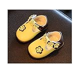 Candykids ベビー おしゃれ 靴 サンダル　夏 赤ちゃん キッズ 履き心地 柔らか マジックテープ 　滑り止め 付き 可愛い 花 女の子 シューズ (内寸15.5cm, イエロー)