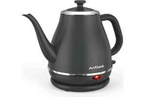 電気ケトル 1.0L ANFILANK ケトル 電気 湯沸かしケトル 1200W ステンレス製 (急速沸騰/空焚き防止/自動電源オフ) PSE認証済み カップ1杯約58秒 (グレー)