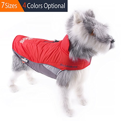 Helios犬用ダウンコート ダウンジャケット 通気性 軽量 冬用 防水 防雪 防風 レーンコート 戸外運動に最適 XS 赤