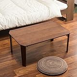 【センターテーブル 折りたたみ式 木製】 純木製！木のぬくもりを最大限に生かした、折りたたみローテーブル 完成品 天然木 突板 タモ材 八角仕上 小型 コンパクト 色：ブラウン
