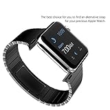 Haotop Compatible for lWatch アップル ウォッチ バンド マグネットロック設計 ステンレス留め金製ベルト 高級腕時計ストラップ/バンド 42mm/44mm, 黒