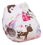 C-Princess 赤ちゃん 可愛い 布おむつ カバー オムツカバー 洗える ベビー 新生児用 漏れ防止 通気 スナップボタン サイズ調整可 (1鹿柄)