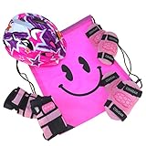 J@G 子供用 自転車用 ヘルメット ヒジ ヒザ 手首 プロテクター セット ナップサック付き 超軽量 可愛い (Sｻｲｽﾞ パープルスター（SET）)