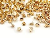 1「両6並」 100組入 両面カシメ 頭6mm 足5mm カシメ 6mm カシメセット 革細工金具 かしめ カシメ金具 レザークラフト 留め具 頭径6mm 足5mm,マットゴールド