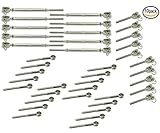 muzata Heavy Dutyステンレススチールケーブル手すり用のキットの木製支柱、ステンレススチールケーブルターンバックル10-pcs、ステンレススチールケーブルレール10個入り、ステンレススチ