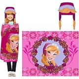 Adorable Disney Frozen Anna Hoodi Wink Cozy Hat and Throw Wrap Set [並行輸入品]