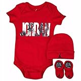 NIKE(ナイキ)エア・ジョーダン 0-6months レッドJORDANフォトグラフィー半袖ボディスーツ超豪華3点セット [並行輸入品]