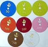ポリッシャー 用 石材 研磨 工具 ダイヤ パッド 80 mm 8枚 セット 湿式