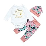 (プタス)Putars ベビー服 子供服 ロンパース 上下セット 女の子 長袖 花柄 little sister 帽子付き 可愛い 秋 冬 新生児 歩行服 出産お祝い 記念日 プレゼント 0-18ヶ月