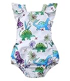 赤ちゃんの女の子の装備恐竜の植物背部のRomper夏の服0-24ヶ月 (12-18 M, A)