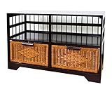 大竹産業 ローボード・テレビ台 ブラック 90×35×55.5cm 籐 天然ラタン マホガニー製 ローボード 幅90cm OT-2-K