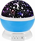 Aeroway Night Light Moon Starプロジェクタ360度回転 – 4 LED電球ライトランプStarry Moon Sky Nightプロジェクタwith USBケーブル、ユニー