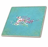 3drose Uta Naumann Typography水彩 – Typographyフローラル動物テキスト鳥ヴィンテージshabby-chic花花 – タイル 12-Inch-Ceramic ct
