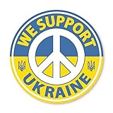 WISE SEED ウクライナ 支援ステッカー WE SUPPORT UKRAINE ウクライナ難民 支援 寄付 義援金 シール/スマホ パソコン タブレット 車 バイク ヘルメット スーツケース など 日本製 (ミニサイズ：直径5㎝)