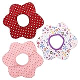 Sasairy よだれかけ ベビー コットン100％ 防水 ビブ 花びら型 360度回転 柔らかい お食事スタイ 3枚セット 女の子/男の子 スナップビブ 通気性 出産のお祝いギフト