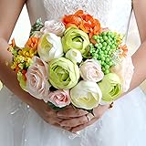 Abbieホームウェディング花嫁Holdingブーケブローチコサージュセットローズリアルタッチシルク花for Valentine Confession 501
