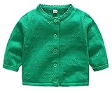 (ラボーグ) La Vogue キッズ ニット セーター 子供服 女の子 長袖 カーディガン かわいい ベビー コート アウター ジャケット 上着 ハート柄 秋冬 グリーン 80