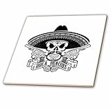 3droseカルステンライジンガーイラスト− – Illustrations – Cool Hola Mexican砂浜Sombrero Skull Gunsヒップスター – タイル 8-Inch-G