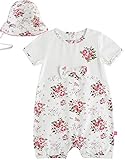 [Vaenait Baby]100%綿ベビー服女の子ロンパース肌着ボディスーツカバーオール帽子付きRosy Ribbon L