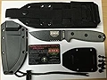 ESEE -3 Serrated Edge Modified Pommel Black Blades with Micarta Handles and Molle Back Sheath by ESEE
