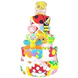 おむつケーキ サッシー 3段 出産祝い ベビー サッシー バスタオル フェイスタオル ミニタオル 歯固めラトル ガラガラ Sassy sassy10
