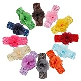 veenajo 12 pcs赤ちゃんの女の子のソフトヘッドバンドwithフラワーブティックヘアアクセサリー