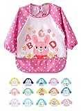 Adamz.sp 赤ちゃん ベビー 食事 エプロン 長袖 防水 食べこぼしポケット ビブ スタイ ガウン スモック 種類いっぱい (ピンク／ドット／うさぎ)