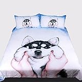 3つの動物の効果白い掛け布団枕カバー枕の通気性デザイン（シングルダブルクイーンキング）3つの完全な寝具セット,220*240Cm