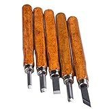 木彫りノミ木版ナイフ作業diyハンドツールセット木材彫刻-5 in 1 Tool Set