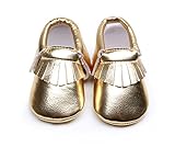 AngelaKerry 幼児の赤ちゃん 春秋タッセル PU ファーストシューズ ベビー靴 13CM(12-18月) 明るいゴールド [並行輸入品]