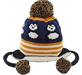 【SCGEHA】赤ちゃん ニット帽 あったか モコモコ 耳あて ボンボン ボア ひよこ カラフル 秋冬 防寒 ５色 耳まですっぽりあったか帽子♪（ネイビー）