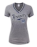 MLB Milwaukee BrewersトリブレンドベビーラグランSS Vネックジャージー M グレイ