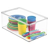 mDesign Kids/Baby Toy Storage Box for Action Figures, Cars, Crayons, Puzzles - 7.25" x 12.75" x 5", 