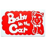 レッド（赤） 犬 ヨークシャテリア ネクタイ Baby in the car ベビー イン ザ カー ベビーインカー ステッカー 窓ガラス用シールタイプ ...