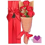 Yobansa 枯れない花ソープフラワー ギフトボックス 誕生日　父の日　記念日　先生の日　バレンタインデー　昇進　転居など最適としてのプレゼント (5本,赤いバラ)